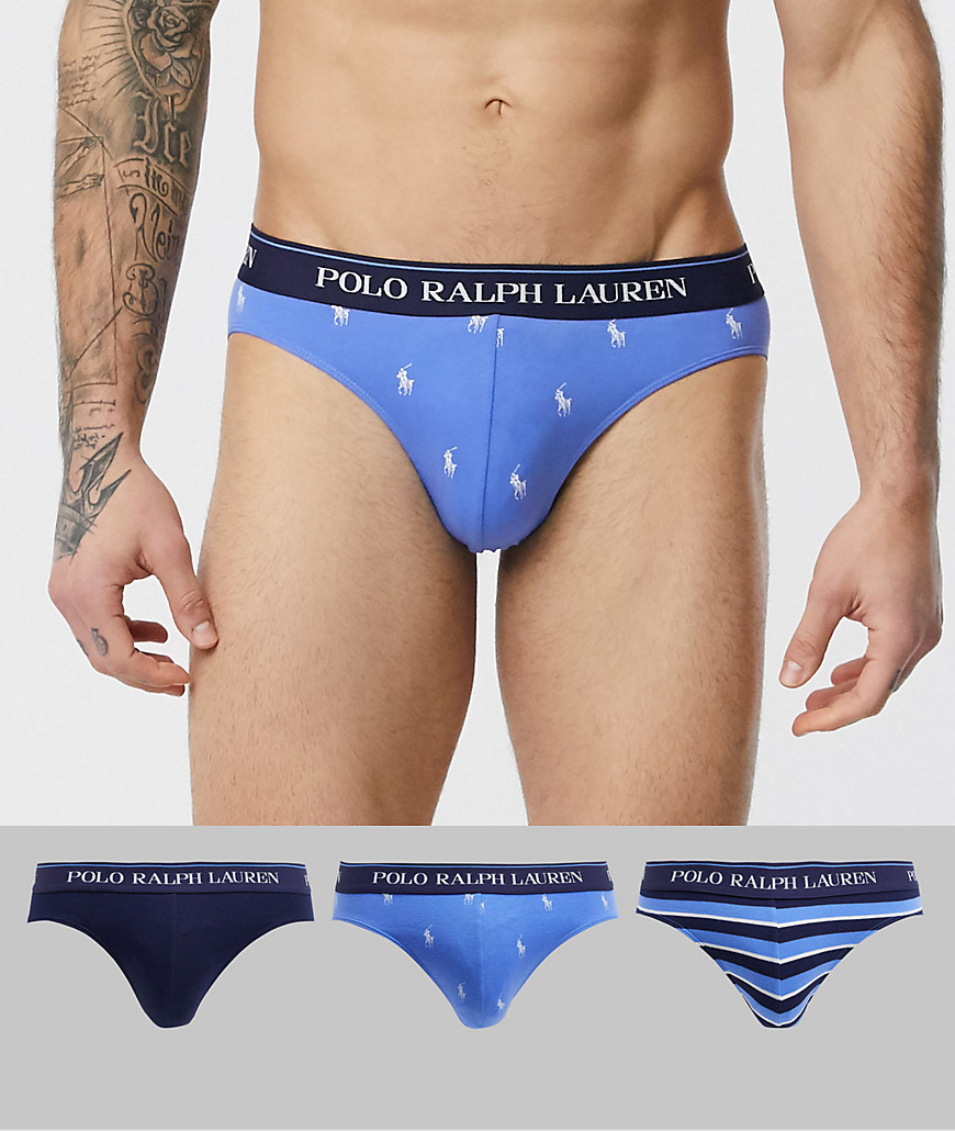 Polo Ralph Lauren - Set van 3 onderbroeken in marineblauw/met logoprint/gestreept