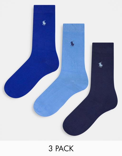 Polo Ralph Lauren - Set van 3 paar katoenen sokken in blauw, marineblauw met ponylogo