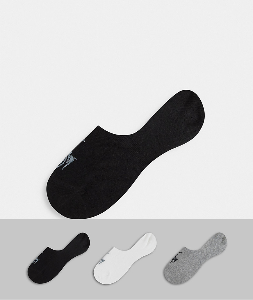 Polo Ralph Lauren - Set van 3 paar onzichtbare sokken in zwart/grijs/wit met pony-logo-Meerkleurig