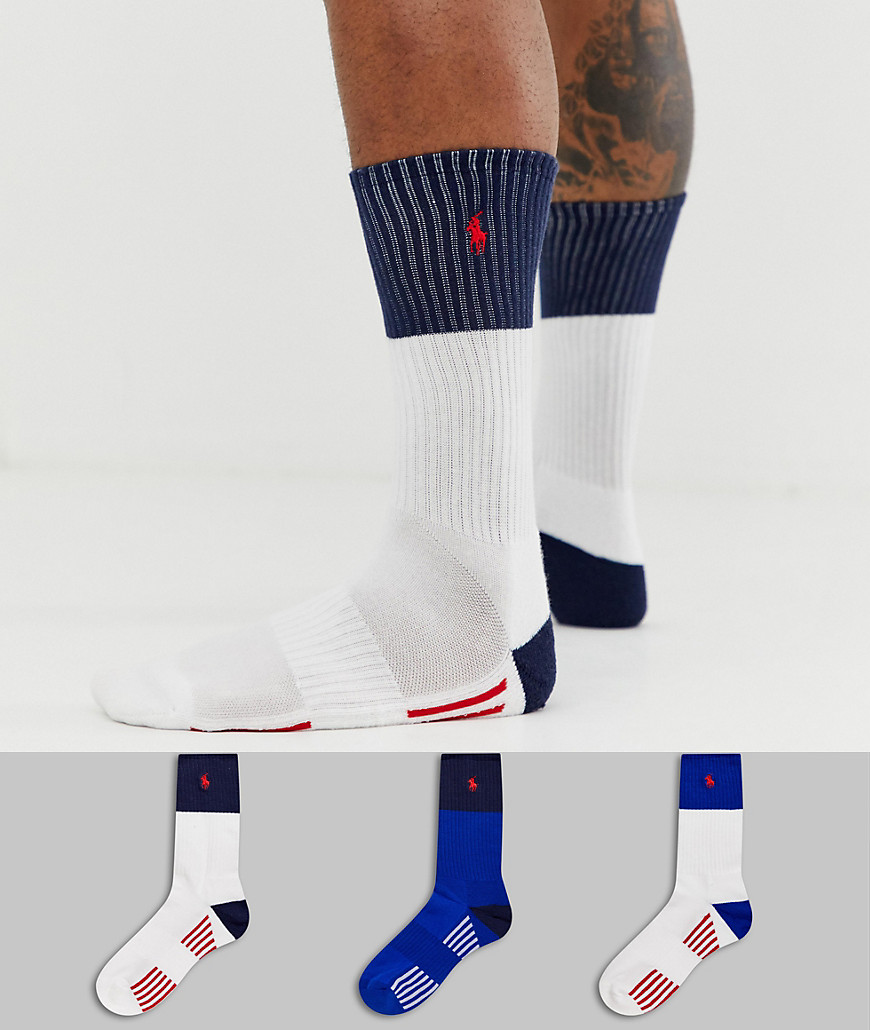 Polo Ralph Lauren - Set van 3 sokken met logo in wit, blauw en rood-Multi