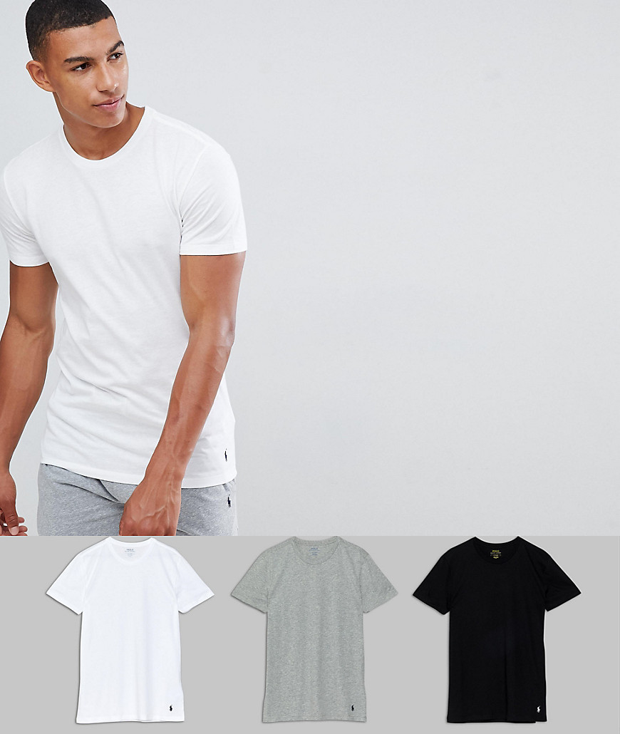 Polo Ralph Lauren - Set van 3 T-shirts met ronde hals in gemêleerd wit/zwart/grijs-Multi