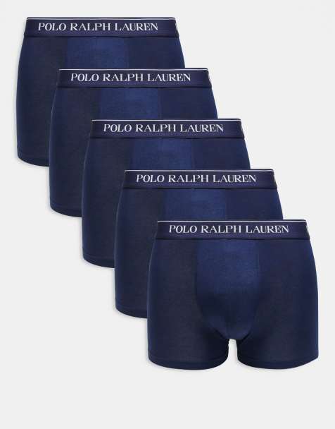 Polo Ralph Lauren - Set van 5 boxershorts met logo op de tailleband in marineblauw - view 1
