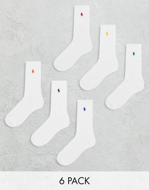 Polo Ralph Lauren - Set van 6 paar sportsokken in wit met ponylogo in multi - view 1