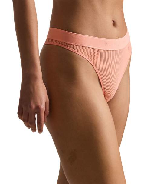 Polo Ralph Lauren shadow stripe mid rise thong in light orange in soft citrine - view 1