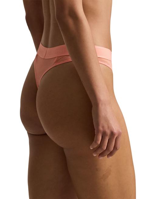 Polo Ralph Lauren shadow stripe mid rise thong in light orange in soft citrine, 4 of 4