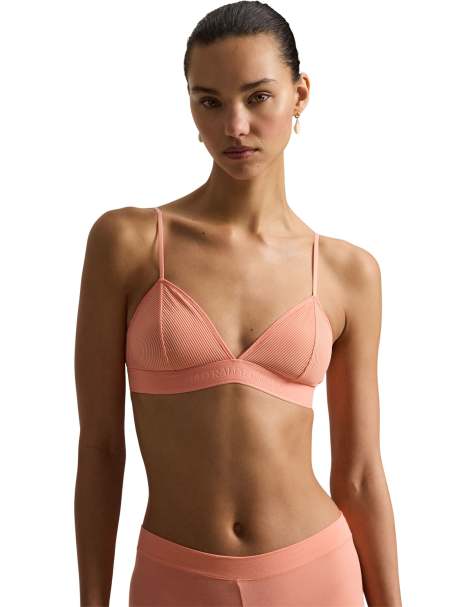 Polo Ralph Lauren shadow stripe triangle bralette in light orange in soft citrine - PEACH - view 1