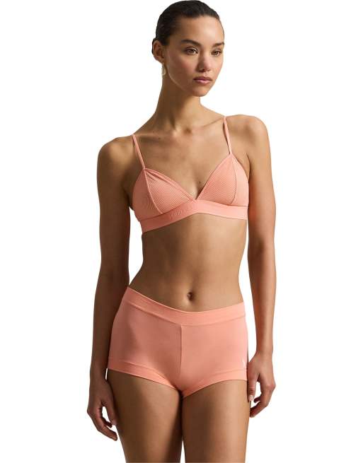Polo Ralph Lauren shadow stripe triangle bralette in light orange in soft citrine - PEACH, 3 of 4
