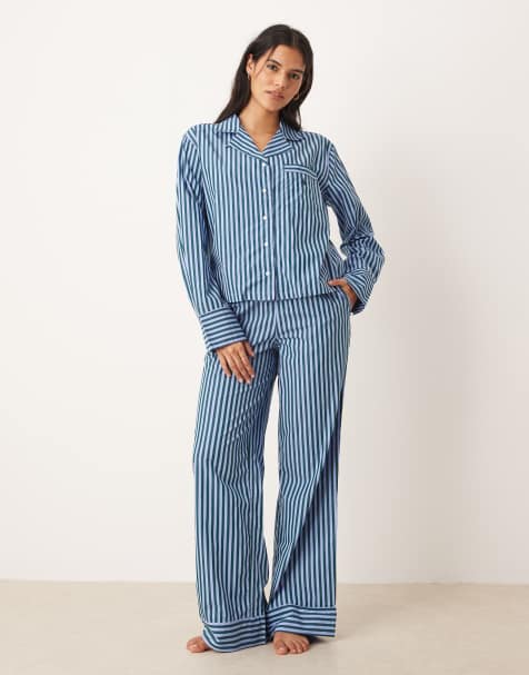 Polo Ralph Lauren Shirt and botton pyjama set in chambray blue x botanical gree - view 1