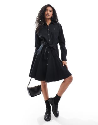 Polo Ralph Lauren Shirt Dress With Logo In Black - Discount £57