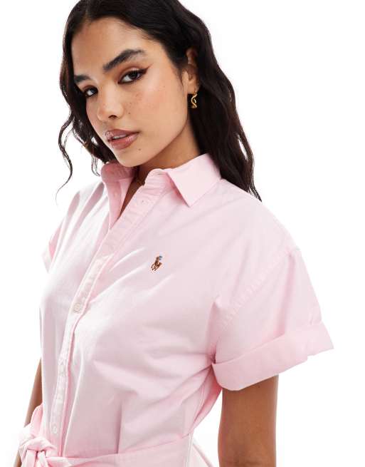 Polo Ralph Lauren shirt dress with logo in pink