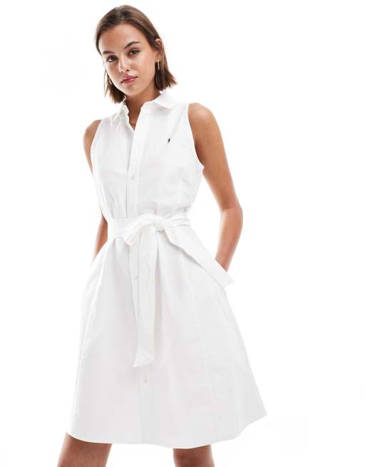 Polo Ralph Lauren shirt dress with logo in white