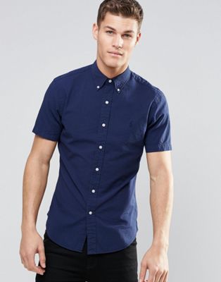 ralph lauren navy blue short sleeve shirt