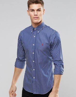 ralph lauren navy striped shirt