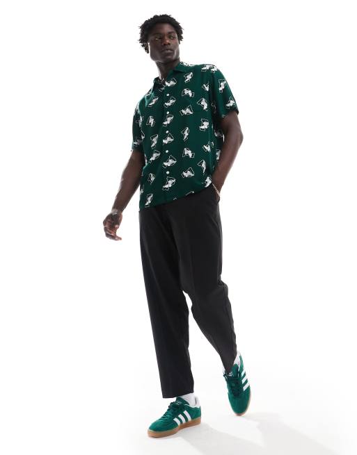 Polo Ralph Lauren short sleeve all over P wing logo print shirt classic oversized fit in green ASOS