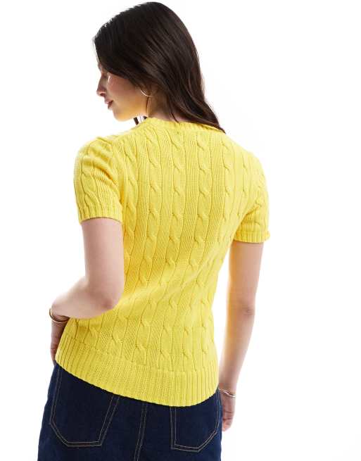 Polo Ralph Lauren short sleeve cable jumper in bright yellow ASOS