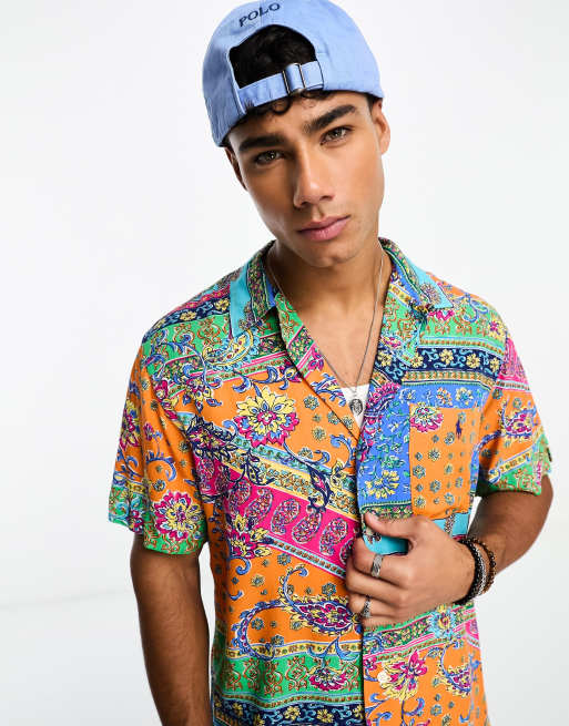 Polo Ralph Lauren short sleeve camp collar patchwork print rayon shirt in  multi - part of a set