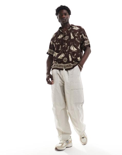 Polo Ralph Lauren short sleeve captains print rayon shirt in brown - view 1