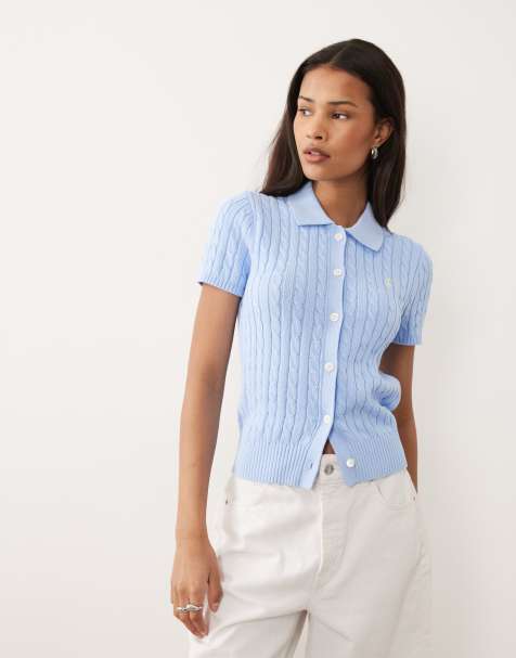 Polo Ralph Lauren short sleeve cardigan in baby blue - view 1