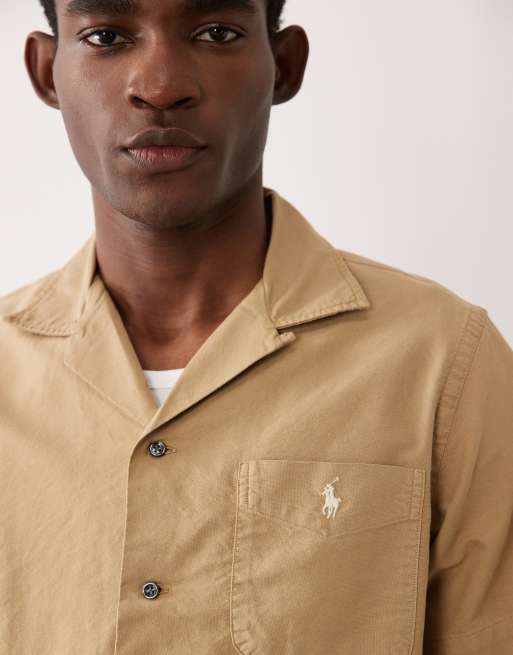 Polo Ralph Lauren short sleeve cotton shirt in tan, 3 of 5