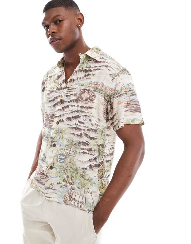 Polo Ralph Lauren - short sleeve havana playa print rayon shirt in multi co-ord