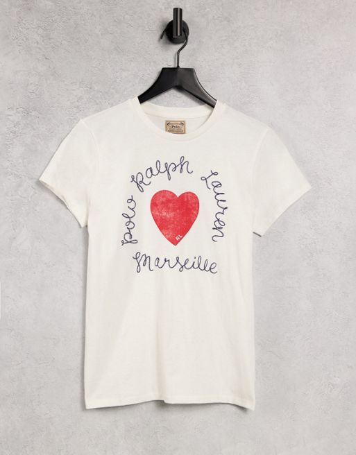 Polo Ralph Lauren short sleeve heart t shirt in white