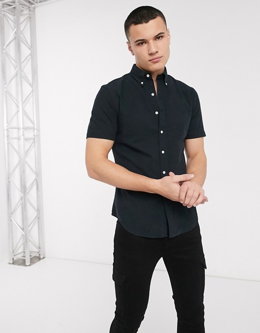 Polo Ralph Lauren short sleeve oxford shirt slim fit tonal player logo in black