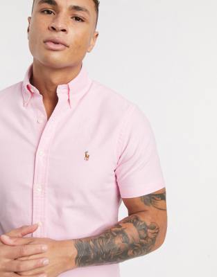 pink short sleeve ralph lauren shirt