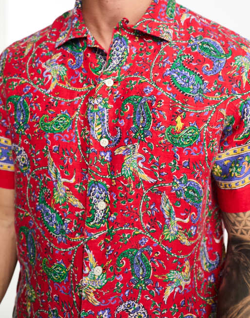 Polo Ralph Lauren short sleeve rever collar paisley border print