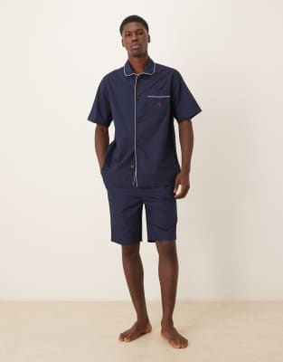 Polo Ralph Lauren short sleeve shirt and shorts pyjama set in navy
