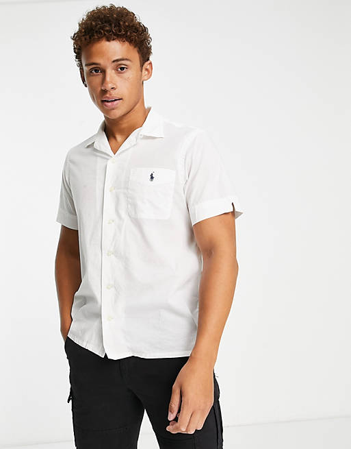 Polo Ralph Lauren short sleeve shirt classic with pony logo in white | ASOS