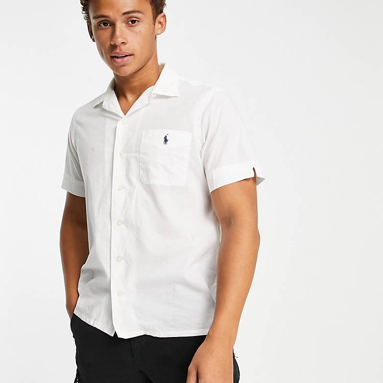 Polo Ralph Lauren short sleeve shirt classic with pony logo in white | ASOS