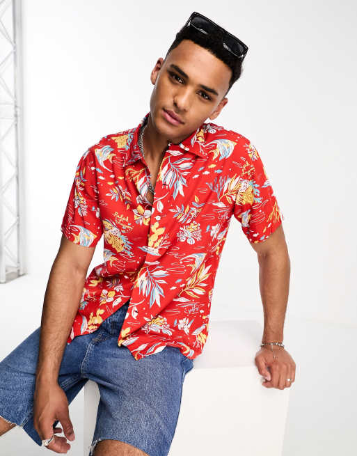 Short-Sleeve Printed Oversized Hawaiian Shirt