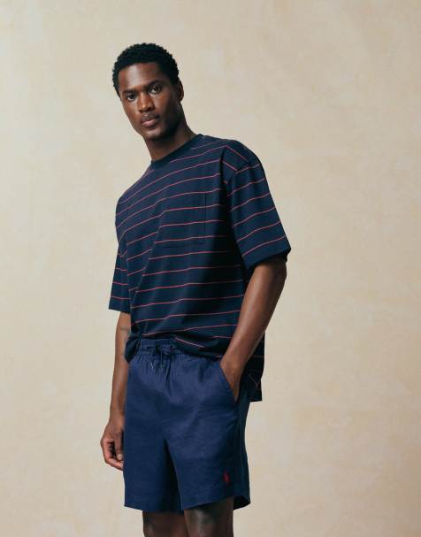 Polo Ralph Lauren - Short van geverfd linnen in marineblauw - view 1