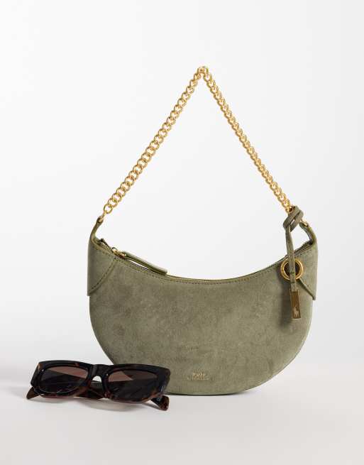 Polo Ralph Lauren shoulder leather bag in green, 2 of 4