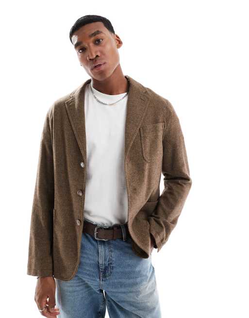 Polo Ralph Lauren single breasted herringbone blazer in brown tan ASOS