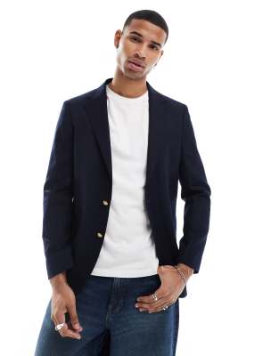 Polo Ralph Lauren Polo Ralph Lauren single breasted wool garbadine blazer in navy