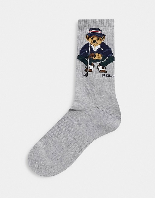 Polo Ralph Lauren single pack socks in grey with golf bear