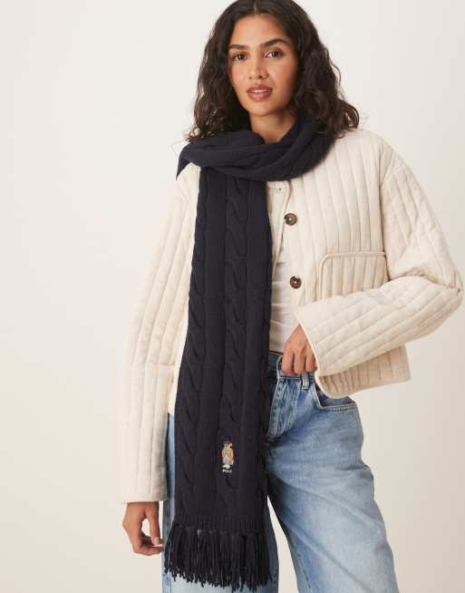 Polo Ralph Lauren - Sjaal met Bear-logo in marineblauw