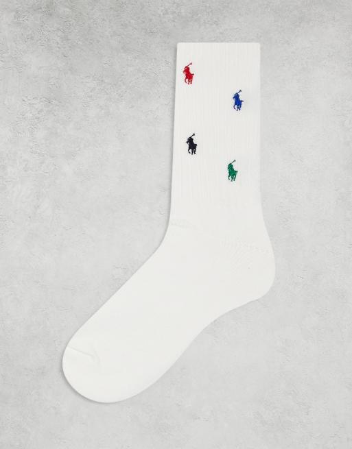 Polo Ralph Lauren – Skarpetki z logo z kucem na całej powierzchni, w kolorze złamanej bieli