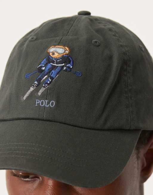 Polo Ralph Lauren ski bear logo twill baseball cap in charcoal | ASOS