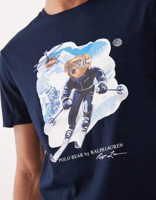 Polo Ralph Lauren ski bear print custom fit t-shirt in navy, 5 of 5