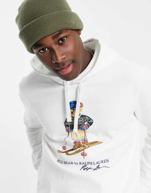 Polo Ralph Lauren ski bear print hoodie in white ASOS