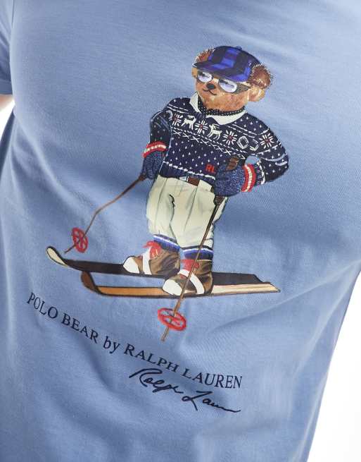 Polo Ralph Lauren Men's Fleece Polo Bear Skiing Ski Hoodie Sweatshirt Grey  xxl