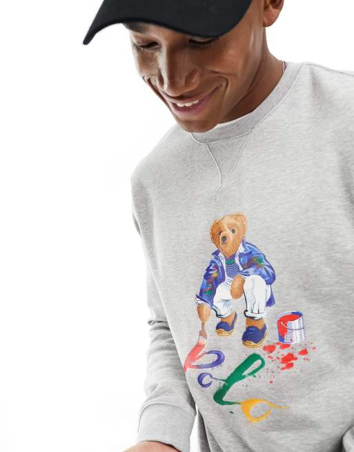 Polo Ralph Lauren - Ski - Sweat en polaire imprimé ourson - Gris chiné