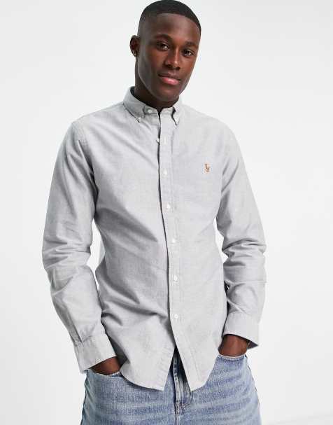 Polo Ralph Lauren – Skiffergrå smal oxfordskjorta med ikonlogga och button down-krage - view 1