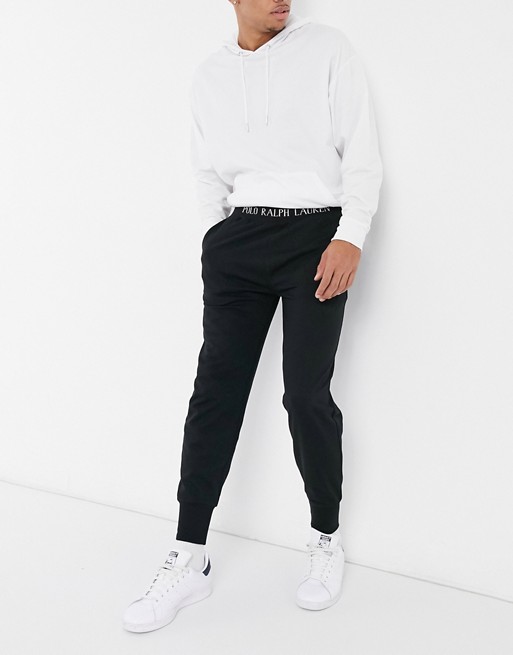 Polo Ralph Lauren skinny jogger in black with bottom logo taping