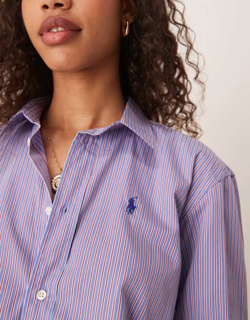 Polo Ralph Lauren - Skjorte med ikonlogo og røde/blå striber, 3 af 4