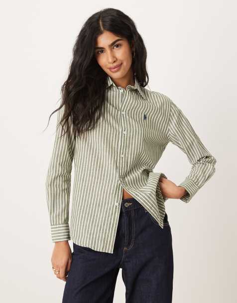 Polo Ralph Lauren - Skjorte med olivengrønne/hvide striber - view 1