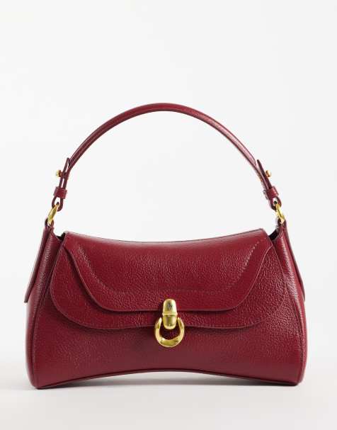 Polo Ralph Lauren skórzana torba z klamrą w kolorze burgundowym - view 1