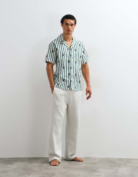 Polo Ralph Lauren sleep top with all over logo in green and white - view 1